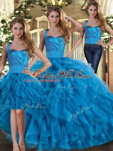 Sleeveless Lace Up Floor Length Ruffles Sweet 16 Quinceanera Dress