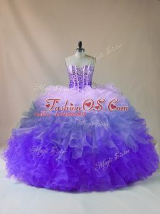 Fabulous Multi-color Sleeveless Floor Length Beading and Ruffles Lace Up Ball Gown Prom Dress