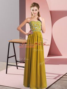 Sweetheart Sleeveless Mother Of The Bride Dress Floor Length Beading Brown Chiffon