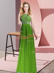 Chiffon Scoop Sleeveless Backless Beading Juniors Party Dress in Green
