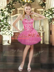 Pretty Sleeveless Lace Up Mini Length Beading Prom Dresses