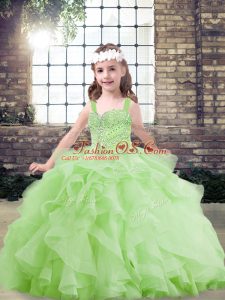 Sleeveless Beading and Ruffles Lace Up Little Girl Pageant Dress