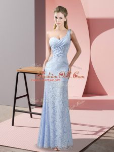 Fantastic Beading and Lace Prom Dress Lavender Criss Cross Sleeveless Floor Length