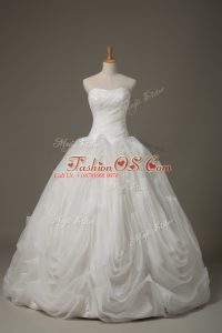 White Bridal Gown Sweetheart Sleeveless Brush Train Lace Up