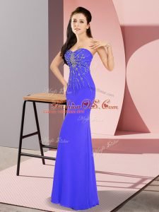 Floor Length Blue Prom Dress Sweetheart Sleeveless Zipper