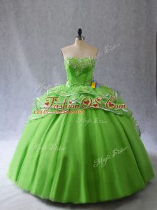 Gorgeous Sweetheart Sleeveless Brush Train Lace Up Quinceanera Gowns Tulle