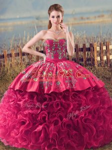 Beauteous Sweetheart Sleeveless Fabric With Rolling Flowers Quinceanera Dresses Embroidery and Ruffles Lace Up