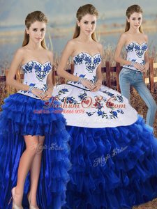 Amazing Floor Length Royal Blue Sweet 16 Dress Sweetheart Sleeveless Lace Up
