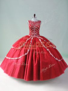 Best Selling Red Quinceanera Dresses Sweet 16 and Quinceanera with Beading and Appliques Scoop Sleeveless Zipper