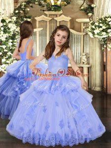Sleeveless Appliques Lace Up Little Girl Pageant Dress