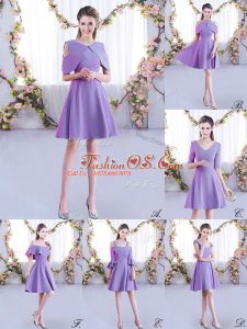 Scoop Half Sleeves Damas Dress Mini Length Ruching Pink Chiffon