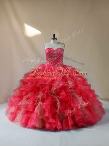 Dazzling Organza Sleeveless Floor Length Quinceanera Dress and Beading and Ruffles