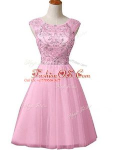 Sweet Mini Length A-line Sleeveless Baby Pink Prom Dress Zipper