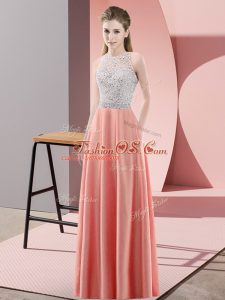 Exquisite Watermelon Red Homecoming Dress Prom and Party with Beading Scoop Sleeveless Backless