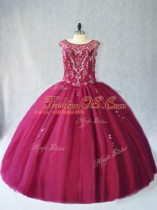 Fantastic Floor Length Lace Up Sweet 16 Dresses Burgundy for Sweet 16 and Quinceanera with Beading
