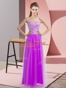 Sleeveless Lace Up Floor Length Beading Party Dresses