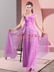 Chiffon Sleeveless Floor Length Wedding Party Dress and Hand Made Flower