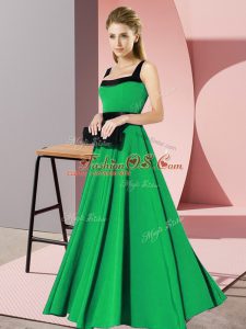 Custom Fit Floor Length Empire Sleeveless Green Wedding Party Dress Zipper