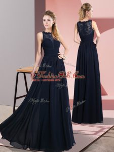 Discount Navy Blue Empire Scoop Sleeveless Chiffon Floor Length Zipper Lace Mother Of The Bride Dress