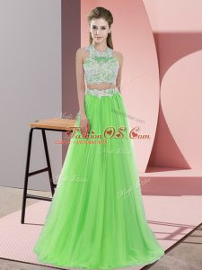 Sleeveless Floor Length Lace Zipper Quinceanera Court Dresses