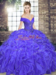 On Sale Floor Length Ball Gowns Sleeveless Lavender Quinceanera Dress Lace Up