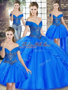 Graceful Floor Length Ball Gowns Sleeveless Royal Blue Vestidos de Quinceanera Lace Up