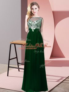 Popular Green Sleeveless Floor Length Beading Backless Mother Of The Bride Dress