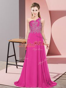 Free and Easy One Shoulder Sleeveless Chiffon Junior Homecoming Dress Beading Side Zipper