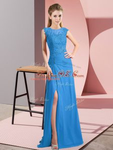 Vintage Scoop Sleeveless Chiffon Prom Dresses Lace and Appliques Zipper
