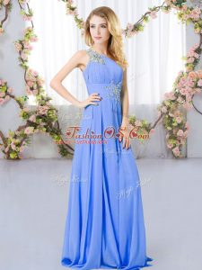 Lavender Zipper Dama Dress for Quinceanera Beading Sleeveless Floor Length
