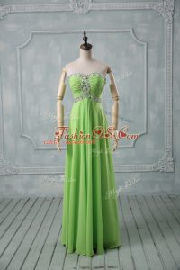 Flirting Sleeveless High Low Beading and Ruching Zipper Prom Gown with