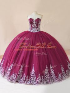 Modest Tulle Sleeveless Floor Length Quinceanera Dress and Embroidery