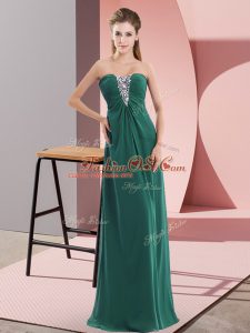 Elegant Dark Green Zipper Sweetheart Beading Ball Gown Prom Dress Chiffon Sleeveless