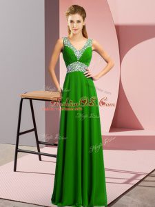 Green Sleeveless Chiffon Lace Up Homecoming Dresses for Prom and Party