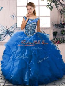 Perfect Organza Sleeveless Floor Length Quinceanera Dresses and Beading and Ruffles