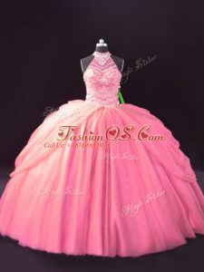 Cheap Lace Up Sweet 16 Dresses Pink for Sweet 16 and Quinceanera with Beading and Pick Ups