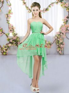 Sexy Sleeveless Lace Up High Low Beading Court Dresses for Sweet 16
