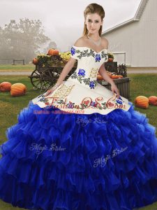 Sleeveless Lace Up Floor Length Embroidery and Ruffled Layers Sweet 16 Dresses