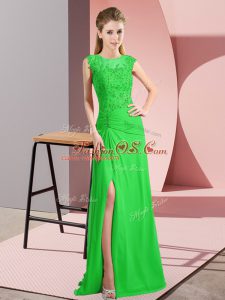 Green Scoop Neckline Beading Prom Evening Gown Sleeveless Lace Up