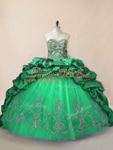 On Sale Green Sleeveless Beading and Pick Ups Lace Up Sweet 16 Dresses