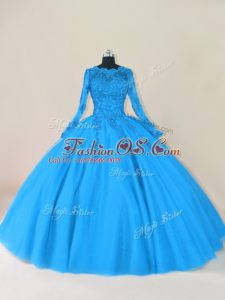 Scalloped Long Sleeves Tulle Sweet 16 Dresses Lace and Appliques Zipper