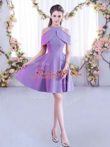 Extravagant Short Sleeves Mini Length Ruching Zipper Quinceanera Court of Honor Dress with Lavender