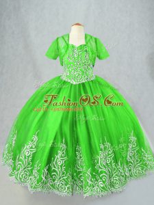 Inexpensive Sleeveless Beading and Embroidery Floor Length Little Girls Pageant Gowns
