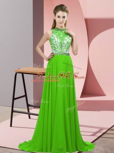 Nice Juniors Party Dress Chiffon Brush Train Sleeveless Beading