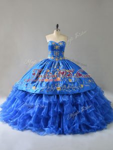 Classical Sleeveless Embroidery and Ruffles Lace Up 15th Birthday Dress