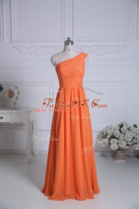Fantastic Sleeveless Zipper Floor Length Ruching Quinceanera Court of Honor Dress