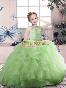 Amazing Ball Gowns Pageant Dress Wholesale Scoop Tulle Sleeveless Floor Length Zipper