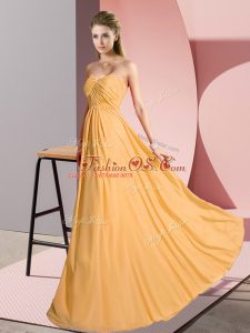 Adorable Sweetheart Sleeveless Lace Up Prom Evening Gown Gold Chiffon