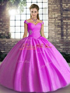 Ideal Off The Shoulder Sleeveless Tulle Sweet 16 Quinceanera Dress Beading Lace Up