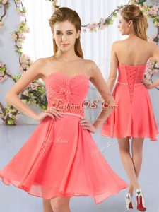 New Style Sweetheart Sleeveless Chiffon Dama Dress for Quinceanera Ruching Lace Up
